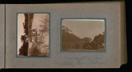 Fotoalbum mit 94 Fotografien, Reisealbum Lt. d.R. Georg F. Sieland, Hundedressur, Schiffshebewerk Dortmund, Luisentempel