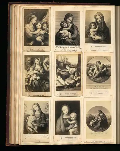 Fotoalbum mit 148 CDV Fotografien, Religion, künstlerisch dargestellte Bibelszenen, Jesus Christus, Moses, Madonna