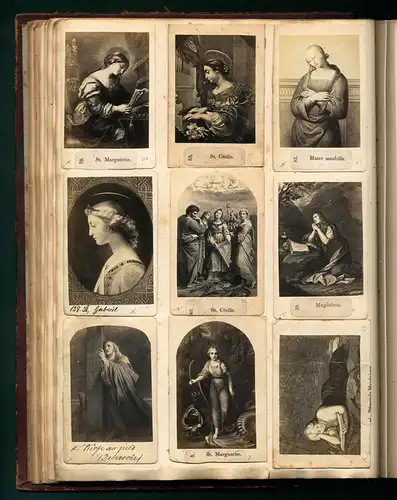 Fotoalbum mit 148 CDV Fotografien, Religion, künstlerisch dargestellte Bibelszenen, Jesus Christus, Moses, Madonna