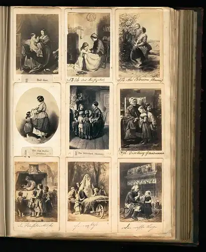 Fotoalbum mit 338 CDV Fotografien, Kunst, Frauen, Liebespaare, Statuen, Genreszenen, Tiere