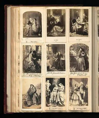 Fotoalbum mit 338 CDV Fotografien, Kunst, Frauen, Liebespaare, Statuen, Genreszenen, Tiere