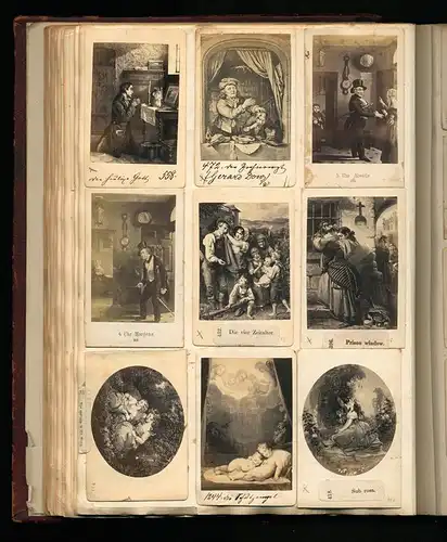 Fotoalbum mit 338 CDV Fotografien, Kunst, Frauen, Liebespaare, Statuen, Genreszenen, Tiere