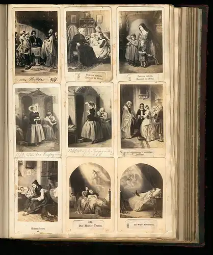 Fotoalbum mit 338 CDV Fotografien, Kunst, Frauen, Liebespaare, Statuen, Genreszenen, Tiere