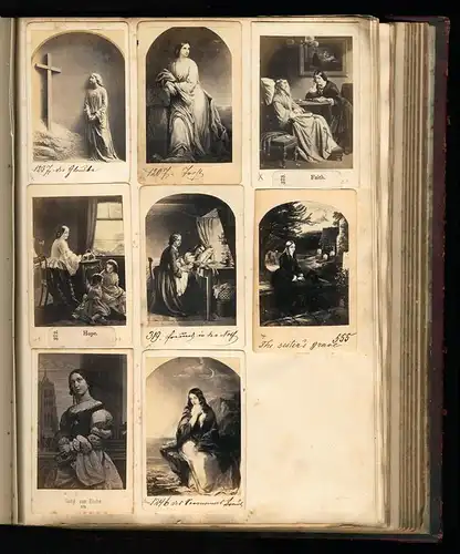 Fotoalbum mit 338 CDV Fotografien, Kunst, Frauen, Liebespaare, Statuen, Genreszenen, Tiere