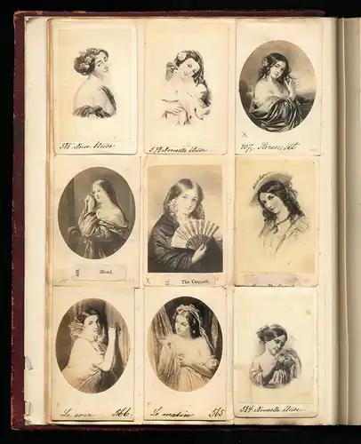 Fotoalbum mit 338 CDV Fotografien, Kunst, Frauen, Liebespaare, Statuen, Genreszenen, Tiere