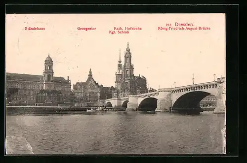 AK Dresden, Georgentor, Ständehaus, König-Friedrich-August-Brücke