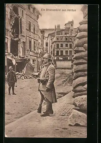AK Verdun, Strassenbild im Krieg