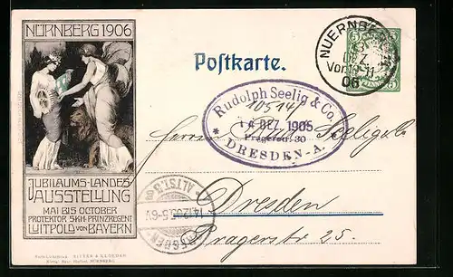 AK Ganzsache Bayern: Nürnberg, Jubiläumslandesausstellung 1906