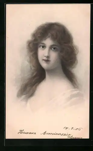 Künstler-AK M. Munk Nr. 227: Junge Frau mit lockigen Haaren