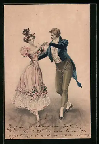 Künstler-AK M. Munk Nr. 153: Junger Herr führt Dame beim Tanz