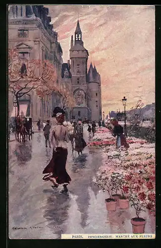 Künstler-AK Georges Stein: Paris, Conciergerie, Marché aux fleurs