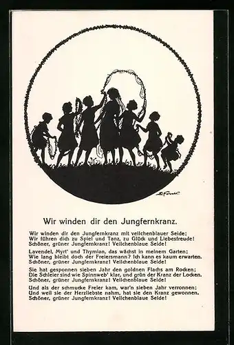 Künstler-AK Elsbeth Forck: Wir winden dir den Jungfernkranz