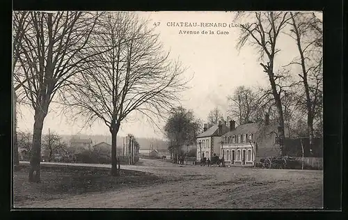 AK Château-Renard, Avenue de la Gare, Bahnhof