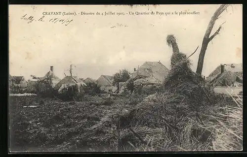AK Cravant, Désastre du 4 Juillet 1905, Un Quartier du Pays qui a le plus souffert, Unwetter