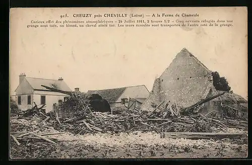 AK Creuzy près Chevilly, A la Ferme de Chameule, Unwetter