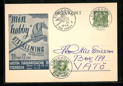 AK Stockholm, Utställning Min Hobby 1942, Steckenpferd