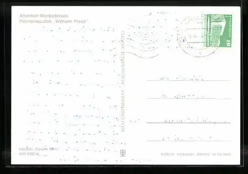 AK Altenhof /Werbellinsee, Pionierrepublik Wilhelm Pieck