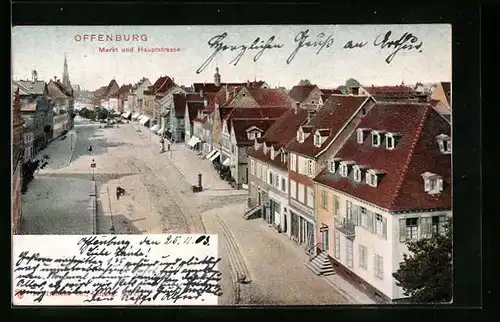 AK Offenburg, Markt und Hauptstrasse