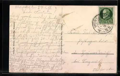 AK Wunsiedel, Bahnhofstrasse mit Blick zur Kirche