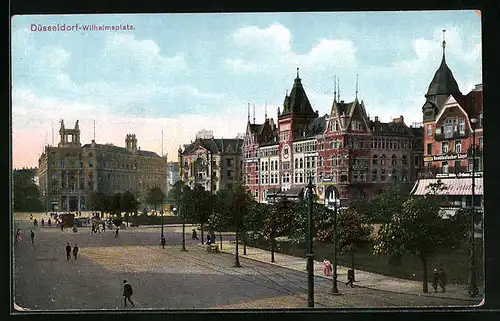 AK Düsseldorf, Wilhelmsplatz aus der Vogelschau