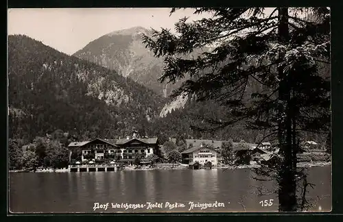 AK Dorf Walchensee, Hotel Post mit Heimgarten