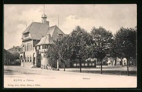 AK Burg a. Fehm., Strassenpartie am Rathaus