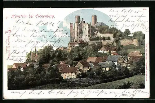 AK Hanstein b. Eichenberg, Panorama mit Burg