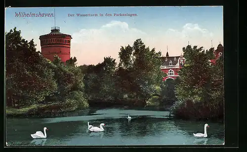 AK Wilhelmshaven, Wasserturm in den Parkanlagen