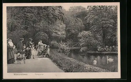 AK Wilhelmshaven, Parkpartie mit Teich