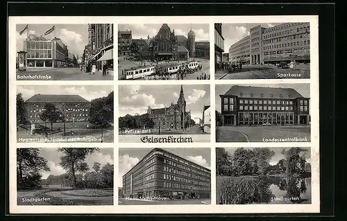 AK Gelsenkirchen, Bahnhofstrasse, Hauptbahnhof, Sparkasse