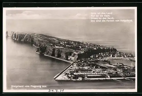 AK Helgoland, Gesamtansicht vom Flugzeug aus