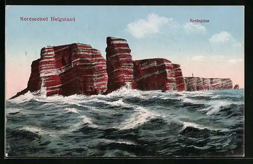 AK Helgoland, Nordspitze mit starkem Wellengang
