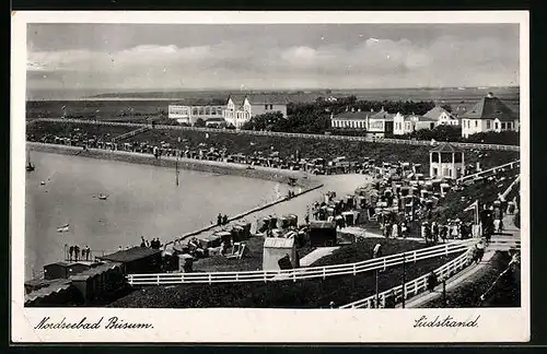 AK Büsum, Südstrand mit Strandkörben und Badegästen