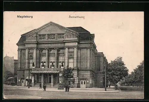 AK Magdeburg, Zentraltheater, Strassenpartie
