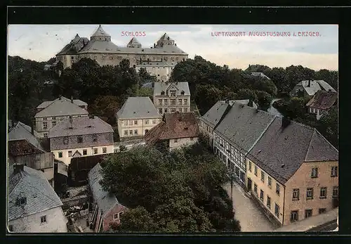 AK Augustusburg /Erzgebirge, Ortsansicht mit Schloss