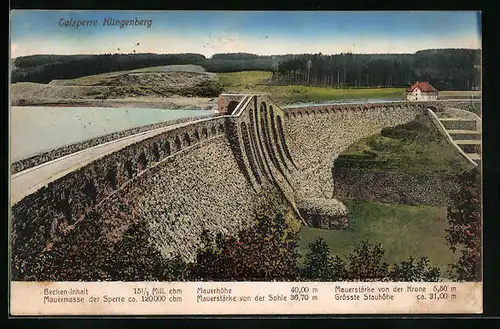 AK Klingenberg, Talsperre, Panorama mit Bäumen