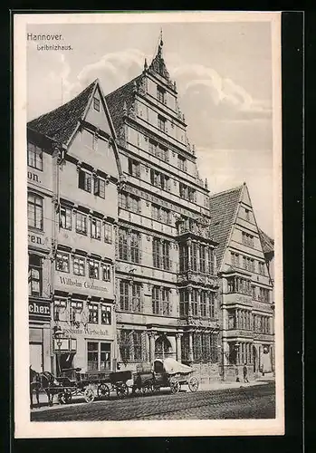 AK Hannover, Leibnizhaus, Wilhelm Göhmann Ausspann-Wirtschaft mit Pferdewagen