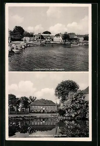 AK Lemkenhafen /Fehmarn, Ortsansicht mit Segelbooten, Kinderheim Fehmarnsund