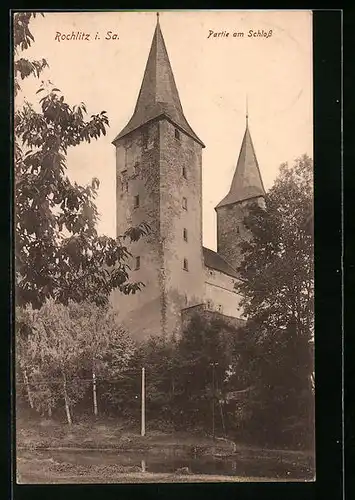 AK Rochlitz i. Sa., Partie am Schloss mit Bäumen