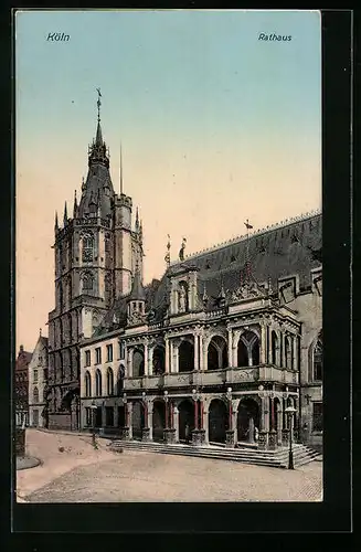 AK Köln, Rathaus, Strassenpartie