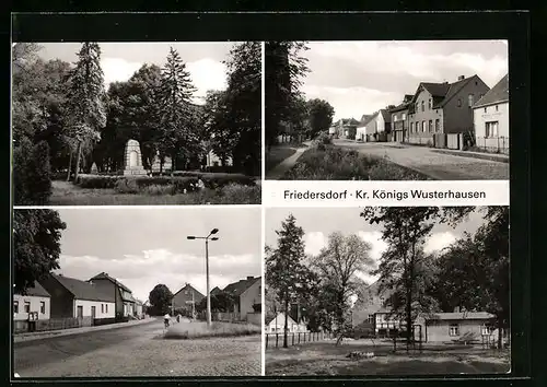 AK Königs Wusterhausen-Friedersdorf, Strassenpartie, Kriegerdenkmal