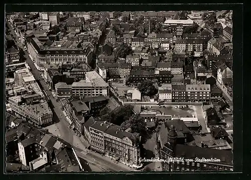 AK Gelsenkirchen, Fliegeraufnahme vom Stadtzentrum