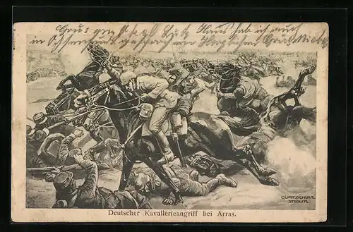 Künstler-AK Curt Schulz-Steglitz: Deutscher Kavallerieangriff bei Arras