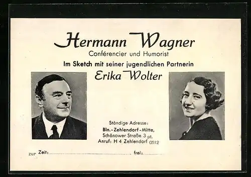 AK Hermann Wagner mit Partnerin Erika Wolter, Conferencier und Humorist