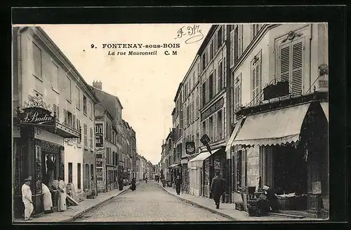 AK Fontenay-sous-Bois, La rue Mauconseil, Strassenpartie