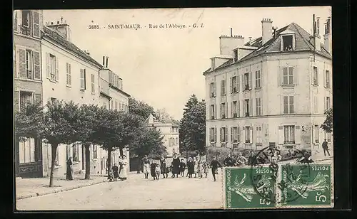 AK Saint-Maur, Rue de l`Abbaye, Strassenpartie