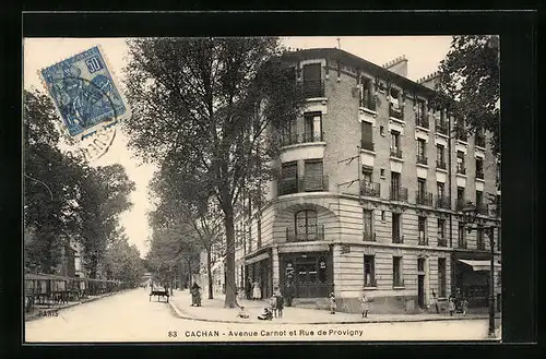 AK Cachan, Avenue Carnot et Rue de Provigny