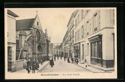 AK Arcueil-Cachan, Rue Emile Raspail, Strassenpartie