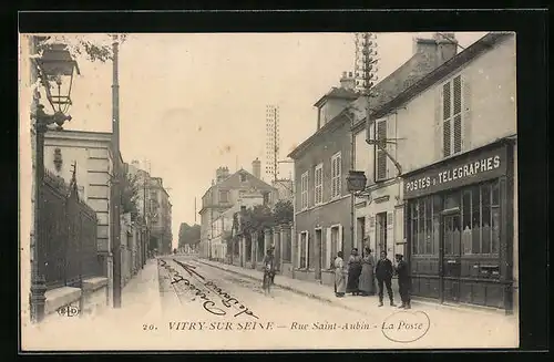 AK Vitry-sur-Seine, Rue Saint-Aubin, La Poste
