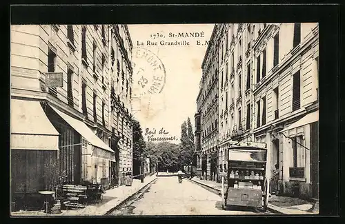 AK Saint-Mandé, La Rue Grandville, Strassenpartie